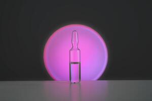 Several ampoules for injection with medicines on a lilac background. photo