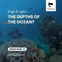 Blue White Modern Diving Trip Instagram Post template