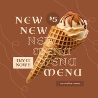 Brown Ice Cream New Menu Instagram Post template