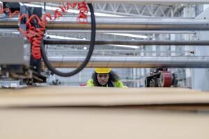 technician engineers checking the process on Heavy machine. mechanical engineering team production. Industry manufacturing. Worker holding tablet and folde. High technology production. photo