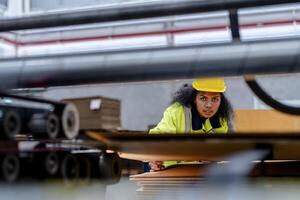 technician engineers checking the process on Heavy machine. mechanical engineering team production. Industry manufacturing. Worker holding tablet and folde. High technology production. photo