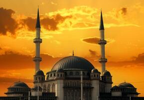 View of Taksim Mosque with its wonderful architecture in Taksim Square. Islamic architecture. Concept for religious occasions. Istanbul, Turkey photo