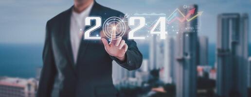 Businesspeople may use the Internet to connect financial networks and do information searches on their mobile devices utilizing artificial intelligence. photo