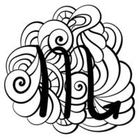 Scorpio zodiac sign symbol, intricate patterned page for coloring book or design vector