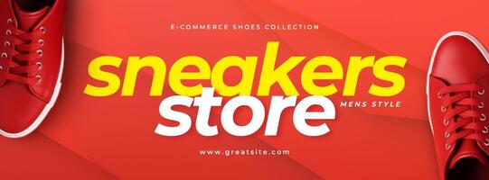 Red Minimalist Ecommerce Sneakers Store Facebook Cover template