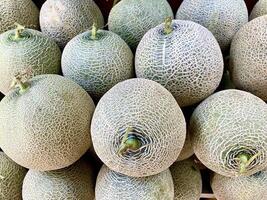 Heap of melon in the market display, natural tropical fruit background photo