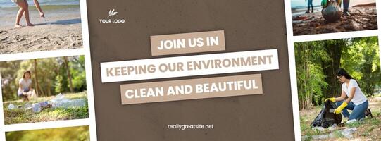 Clean Up Volunteer Work Facebook Cover template