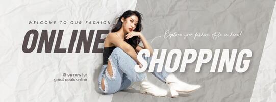 White Gray Minimalist Online Shopping Facebook Cover template