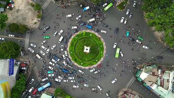 Top view of morning traffic at intersection in Ho Chi Minh City, Vietnam video