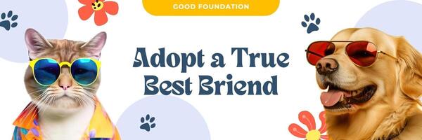 Adopt Animal Social Service Twitter Header template