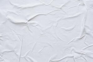 White Crumpled Paper Poster Texture, Minimalist Background for Design photo