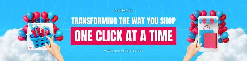 red blue 3d modern e-commerse linkedin banner template