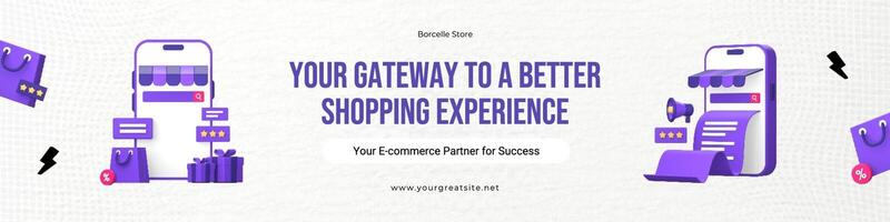 purple yellow 3d modern e-commerse linkedin banner template