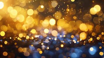 Marvel at the stunning 4K that captures elegant, golden bokeh lights dancing softly, creating a warm and enchanting atmosphere. festive backgrounds, celebratory themes, and tranquil video