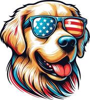 Beautiful Dog Illustration with USA Flag, Independence Day vector