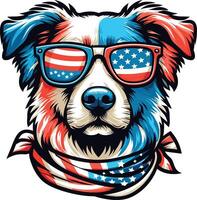 Beautiful Dog Illustration with USA Flag, Independence Day vector