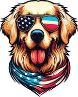 Beautiful Dog Illustration with USA Flag, Independence Day vector