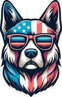 Beautiful Dog Illustration with USA Flag, Independence Day vector