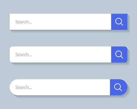 Search bar icon set with shadow. Browsing concept vector