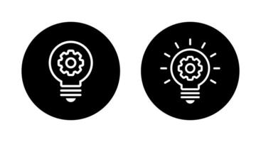 Gear light bulb icon on black circle. Implementation, development concept vector