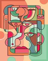 Cubism face art design collection and illustration vector