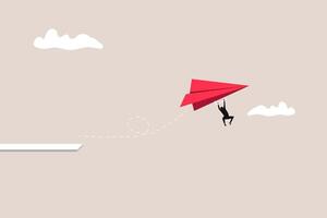 Leadership success concept red paper plane. Think differently, new idea, change, trend, courage, creative solution, innovation concept vector