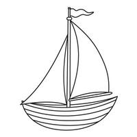 Sailboat illustration. Linear Drawing of sailing ship on isolated background for Baby shower design or coloring childish books. Sketch of Boat or Yacht for kid design in nautical style vector