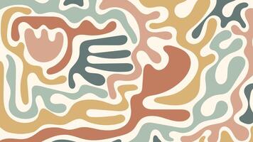 Pastel colors liquid blobs and organic shapes on beige background. Trendy pattern in boho style. Minimalist design with basic shapes vector
