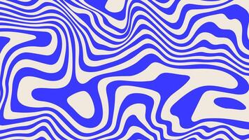 Blue wavy lines abstract background. Trendy psychedelic retro style backdrop. Waves, swirl and twirl pattern. Twisted distorted texture. Y2k aesthetic design vector