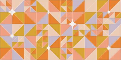 Retro abstract geometric pattern. Colorful block, pastel nude colors. Mosaic shapes background vector