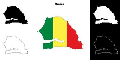 Senegal blank outline map set vector