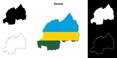 Rwanda blank outline map set vector