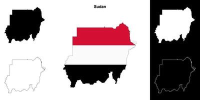Sudan blank outline map set vector