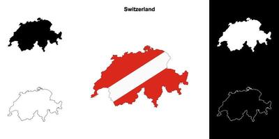 Switzerland blank outline map set vector