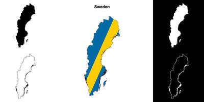 Sweden blank outline map set vector
