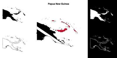 Papua New Guinea blank outline map set vector