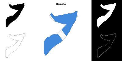 Somalia blank outline map set vector