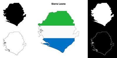 Sierra Leone blank outline map set vector