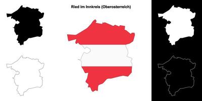 Ried im Innkreis blank outline map set vector