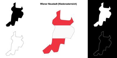 Wiener Neustadt blank outline map set vector