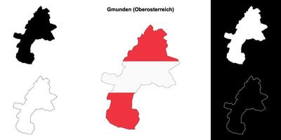 Gmunden blank outline map set vector