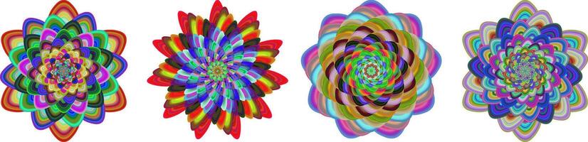 Colorful fractal flower set - digital art designs vector