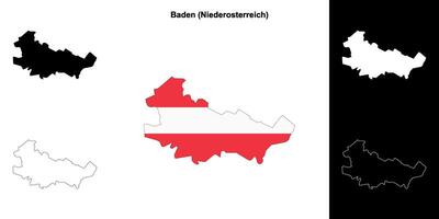 Baden blank outline map set vector