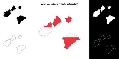 Wien Umgebung blank outline map set vector