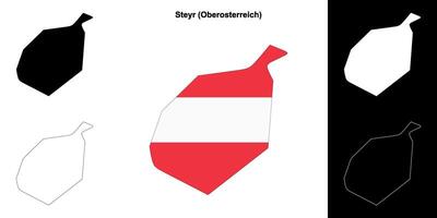 Steyr blank outline map set vector
