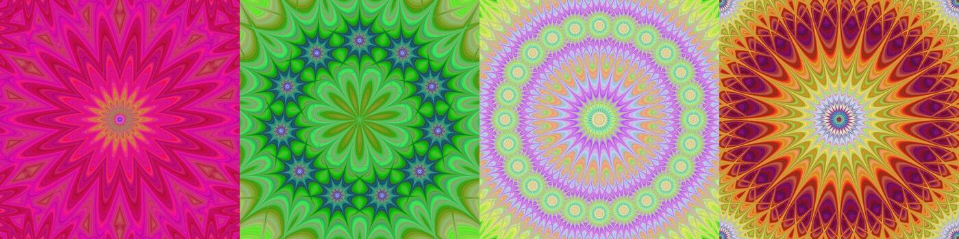 Circular digital art pattern background set vector