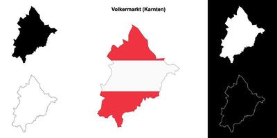 Volkermarkt blank outline map set vector