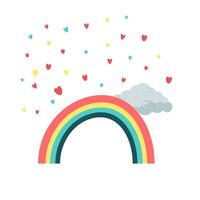 rainbow and little hearts vector
