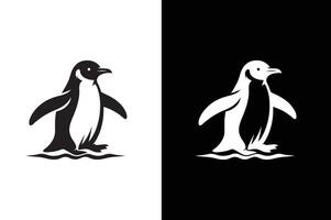 Penguin Icon on black white Background. Simple Illustration vector