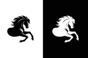 Horse silhouette animal set isolated on white black background. vector